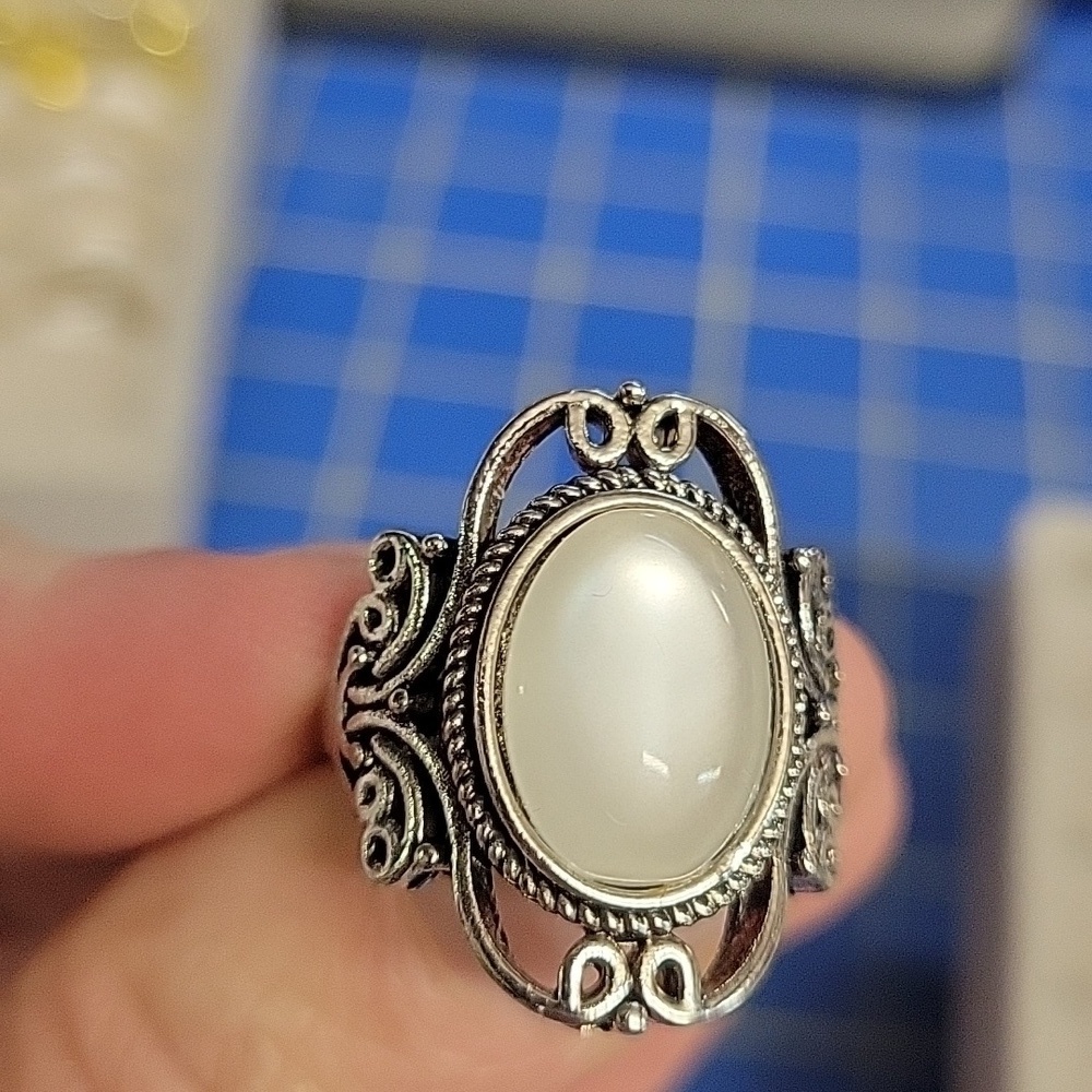Opal Silver Tone Ring Brand New